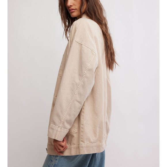 🆕 FREE PEOPLE We The Free Avery Denim Jacket / Softest Sand XL NWT - Picture 2 of 12